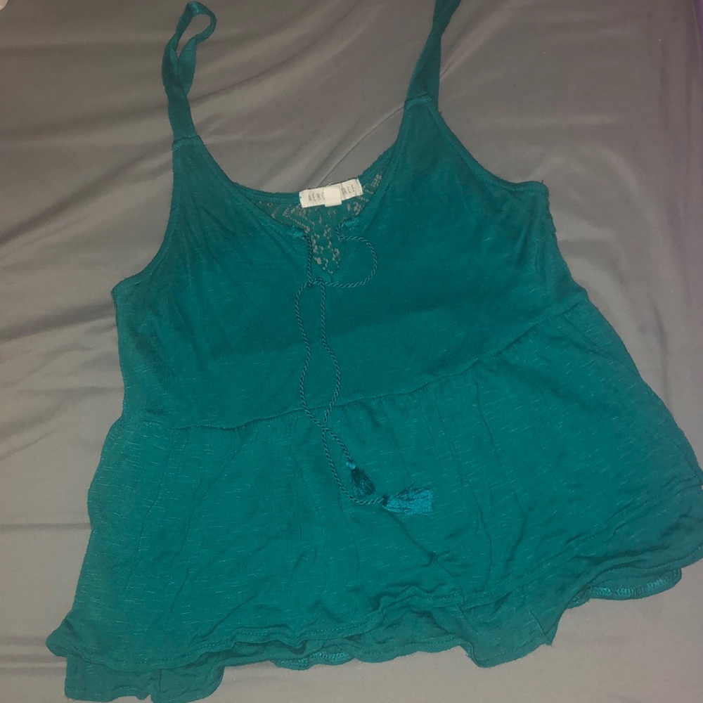 aeropostale green flowy tank top